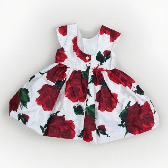 Gymboree Baby Girl Christmas Dress 6-12 Months Red Floral Print Taffeta Bows - Picture 11 of 11